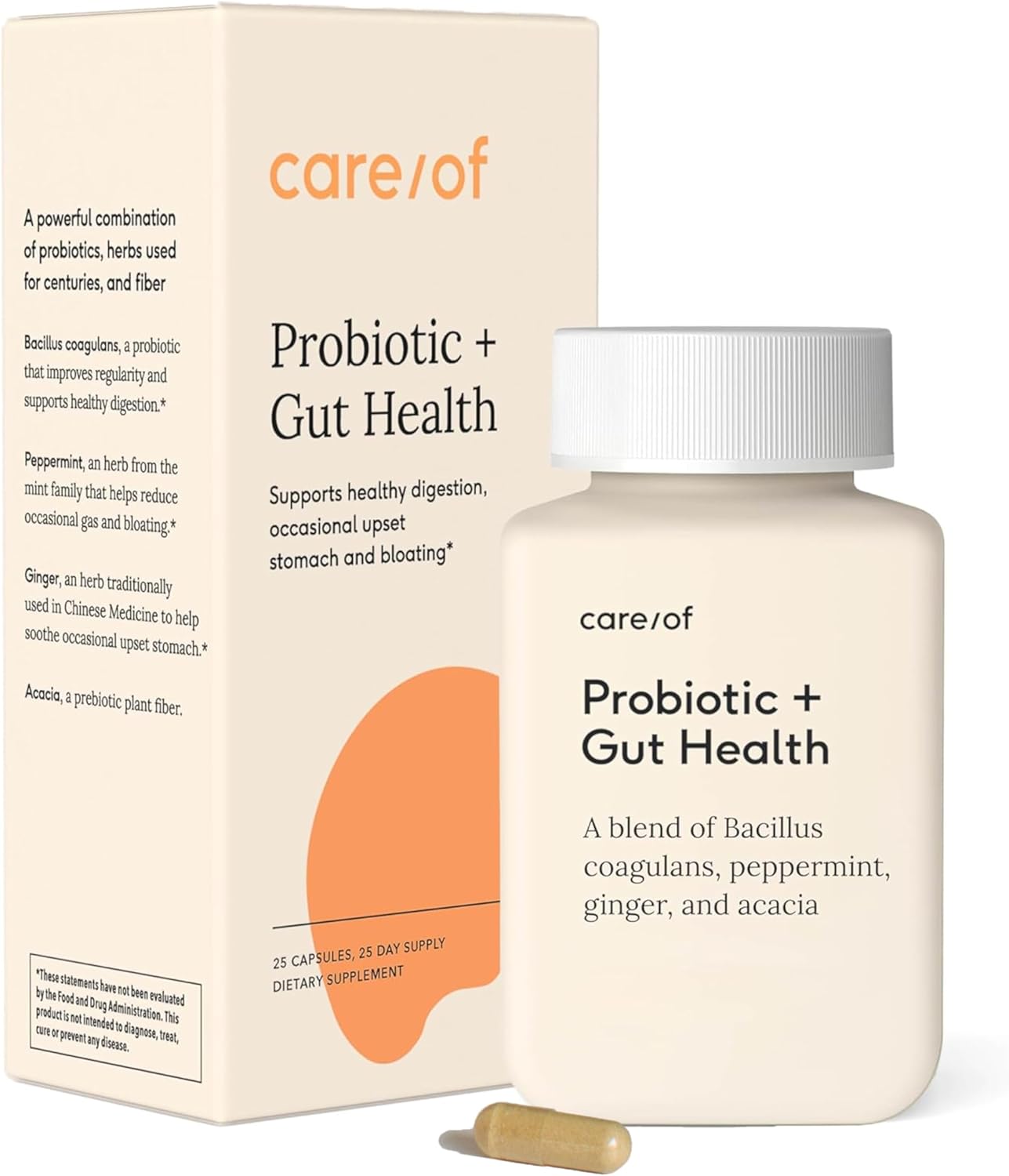 Care/of Probiotic Supplement for Gut Health with Wellness Tracker App - Supports Digestive Health, Relieves Gas & Bloating - Sugar-Free, No Fillers - 25 Count