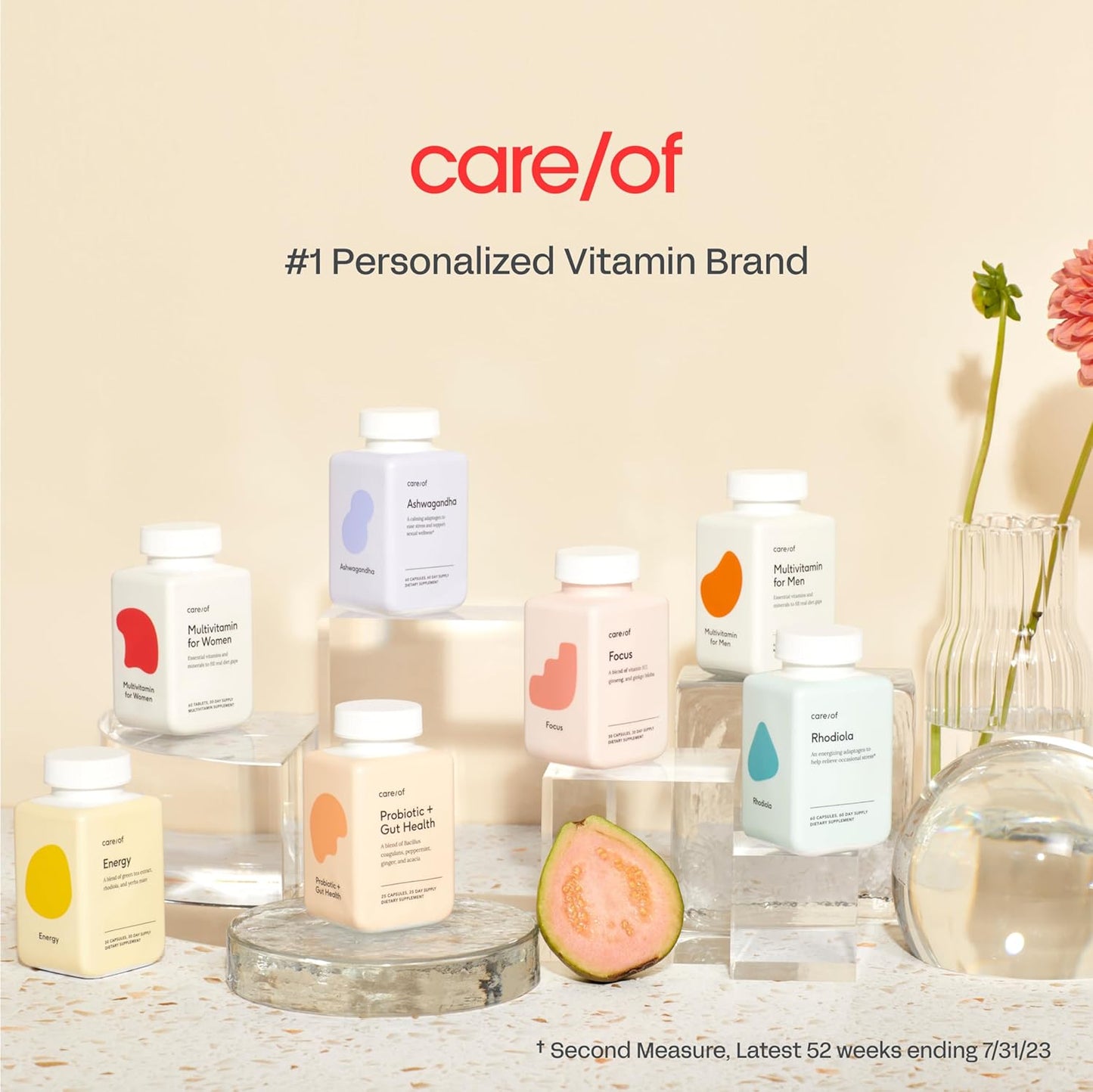 Care/of Probiotic Supplement for Gut Health with Wellness Tracker App - Supports Digestive Health, Relieves Gas & Bloating - Sugar-Free, No Fillers - 25 Count