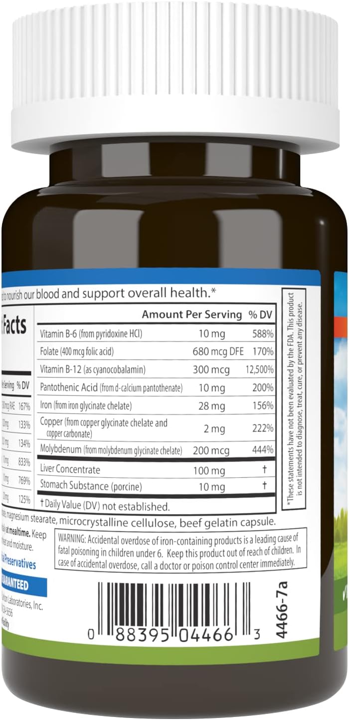 Carlson Blood Nutrients Capsules with 28mg Iron for Blood Development and Optimal Wellness