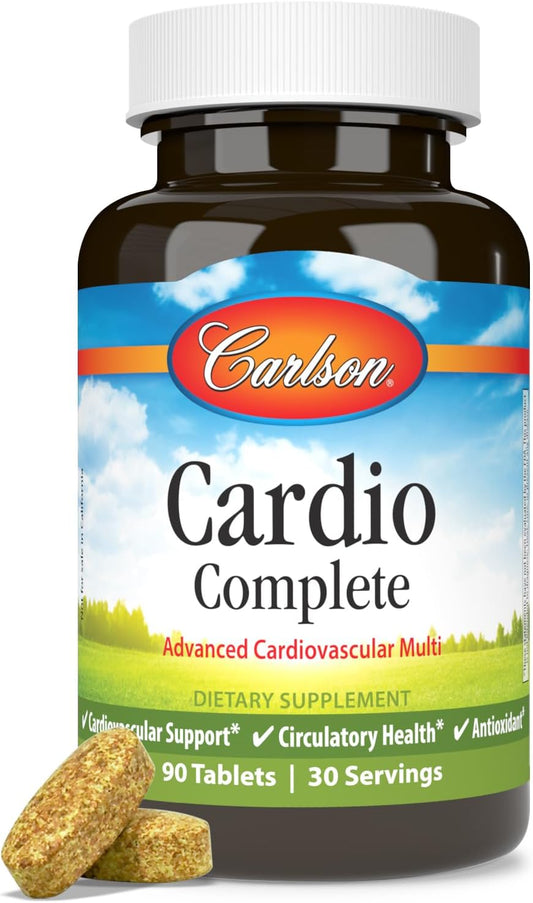 Carlson Cardio Complete: Advanced Multivitamin for Heart Health & Circulatory Support - 90 Tablets