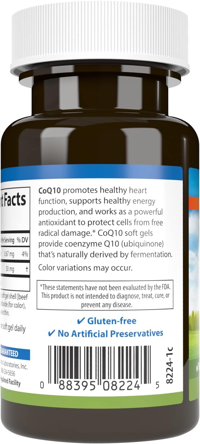 Carlson CoQ10 50mg Softgels for Energy and Heart Health - 60 Count