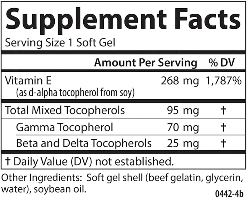 Carlson E-Gems Plus Natural Vitamin E 400 IU Soft Gels - Heart Health Support - 250 Count