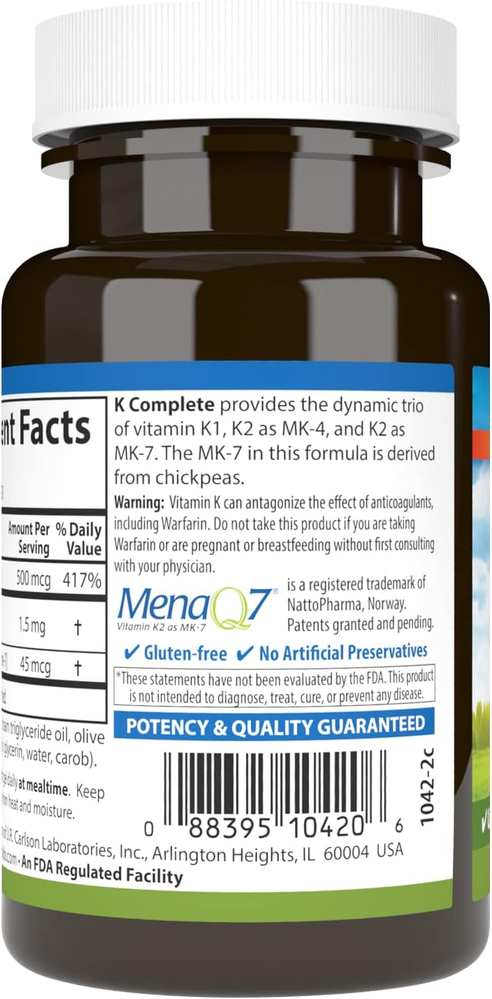 Carlson Labs K Complete Softgels - 90 Count Supplement for Daily Vitamin Intake