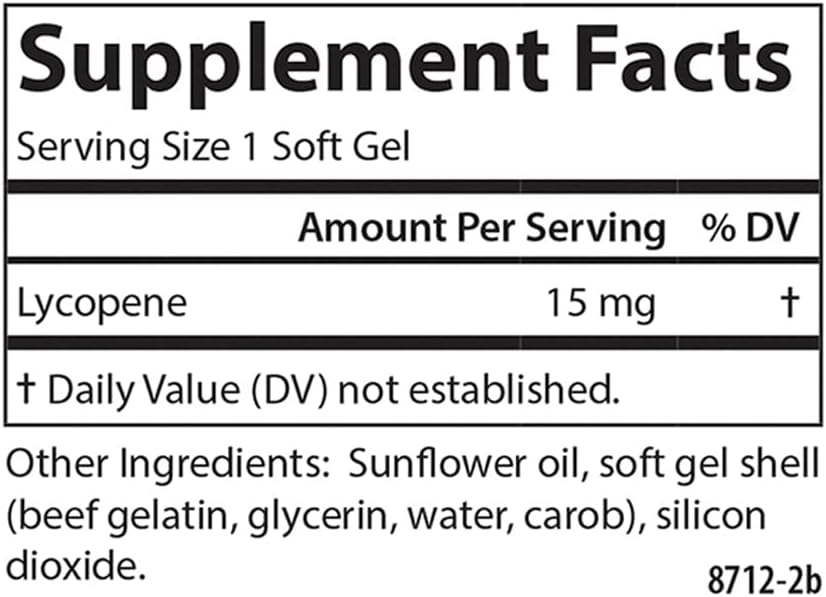 Carlson Lycopene 15mg Softgels for Prostate Health & Circulation Support, Tomato-Free Formula, 180 Count