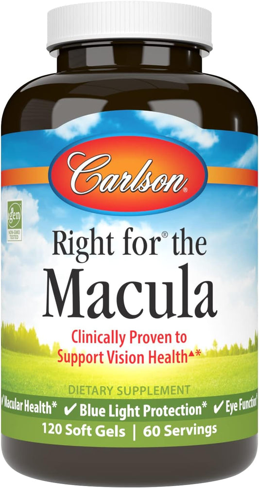 Carlson Macula Support Softgels - Clinically Proven Vision & Eye Health, Blue Light Protection - 120 Count
