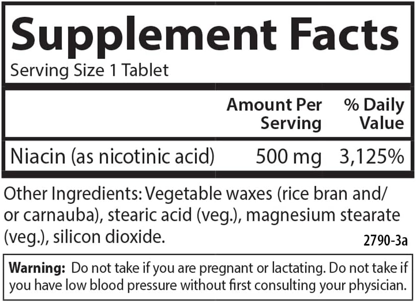Carlson Niacin-Time 500mg Time-Release Vitamin B-3 for Cholesterol & Heart Health - 50 Tablets