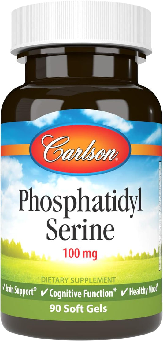 Carlson Phosphatidyl Serine Softgels 100mg - Non-GMO Brain Function Support - 90 Count