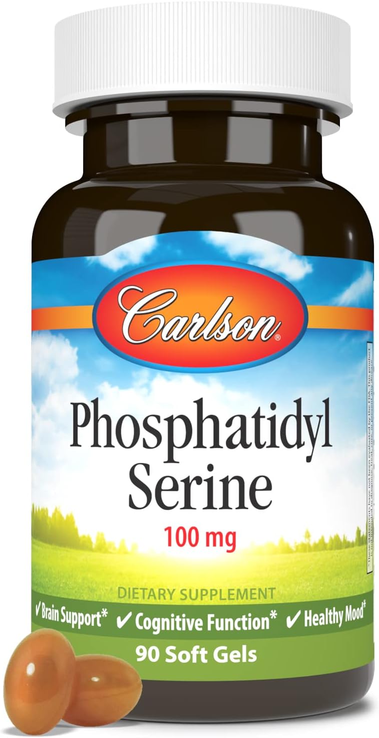 Carlson Phosphatidyl Serine Softgels 100mg - Non-GMO Brain Function Support - 90 Count