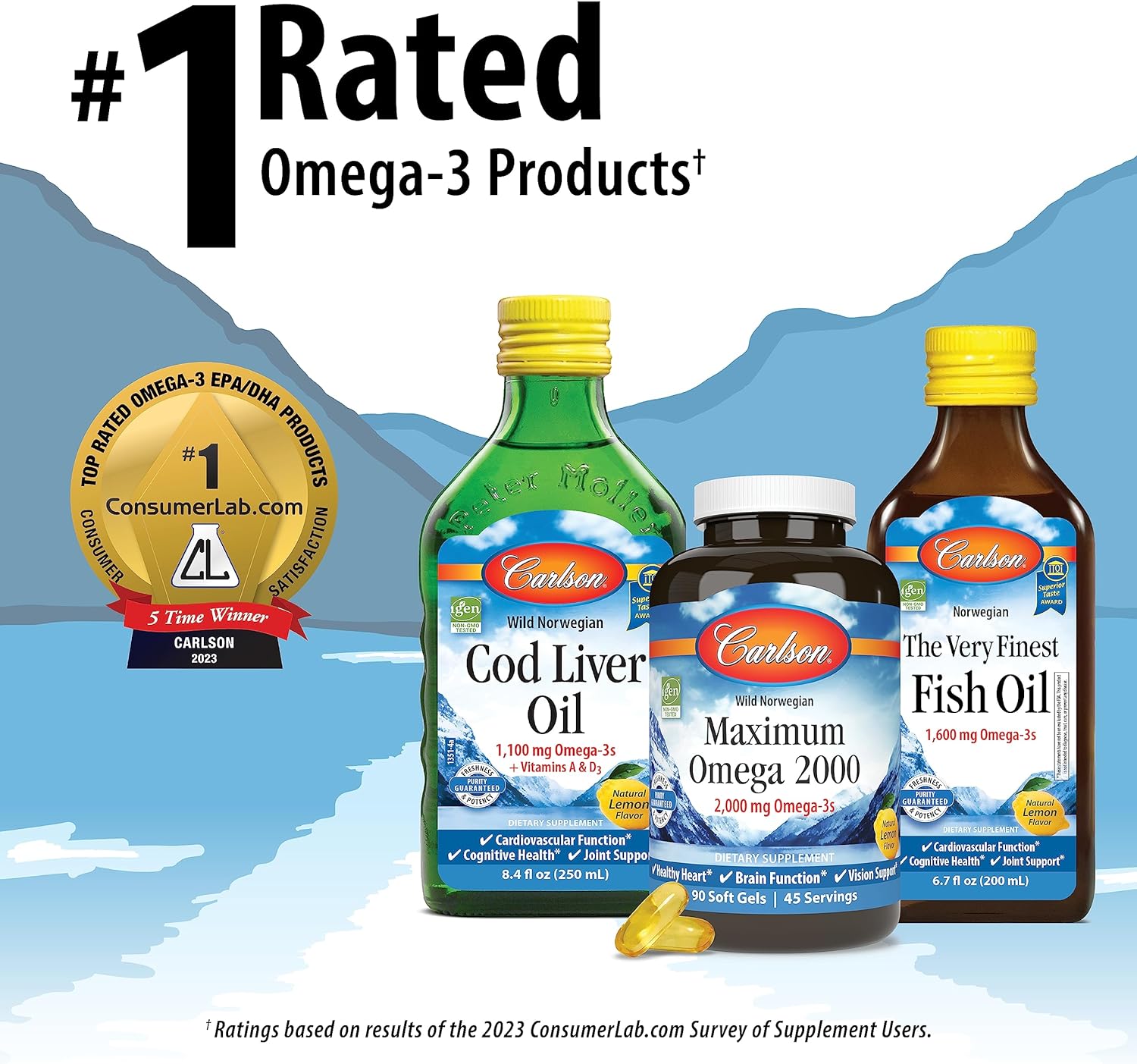 Carlson Salmon Oil Complete Soft Gels - 700mg Omega-3s + Astaxanthin for Cardiovascular, Brain, & Joint Health - 120 Count