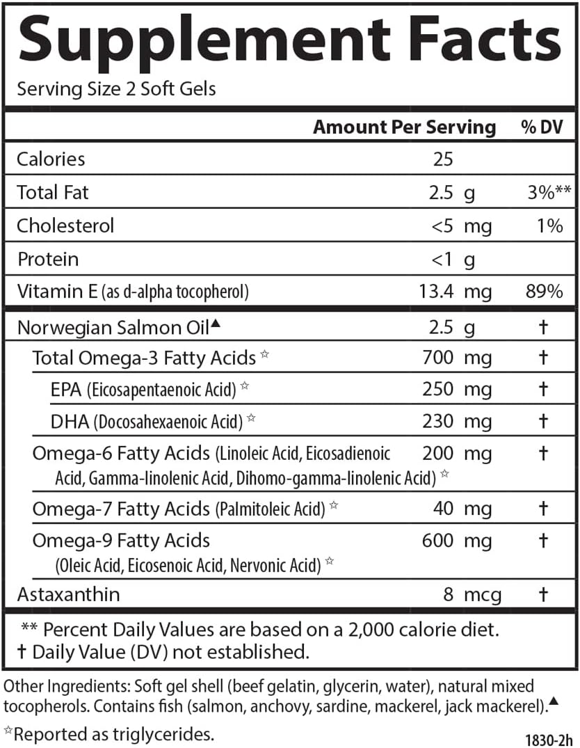 Carlson Salmon Oil Complete Softgels - 700mg Omega-3s & Astaxanthin for Cardiovascular, Brain, & Joint Health (60 Count)