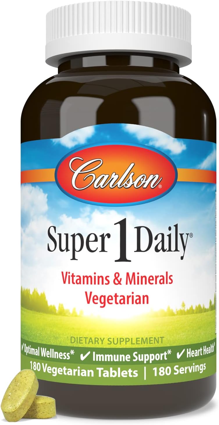 Carlson Super 1 Daily Vegetarian Multivitamin Tablets for Optimal Wellness - 180 Count