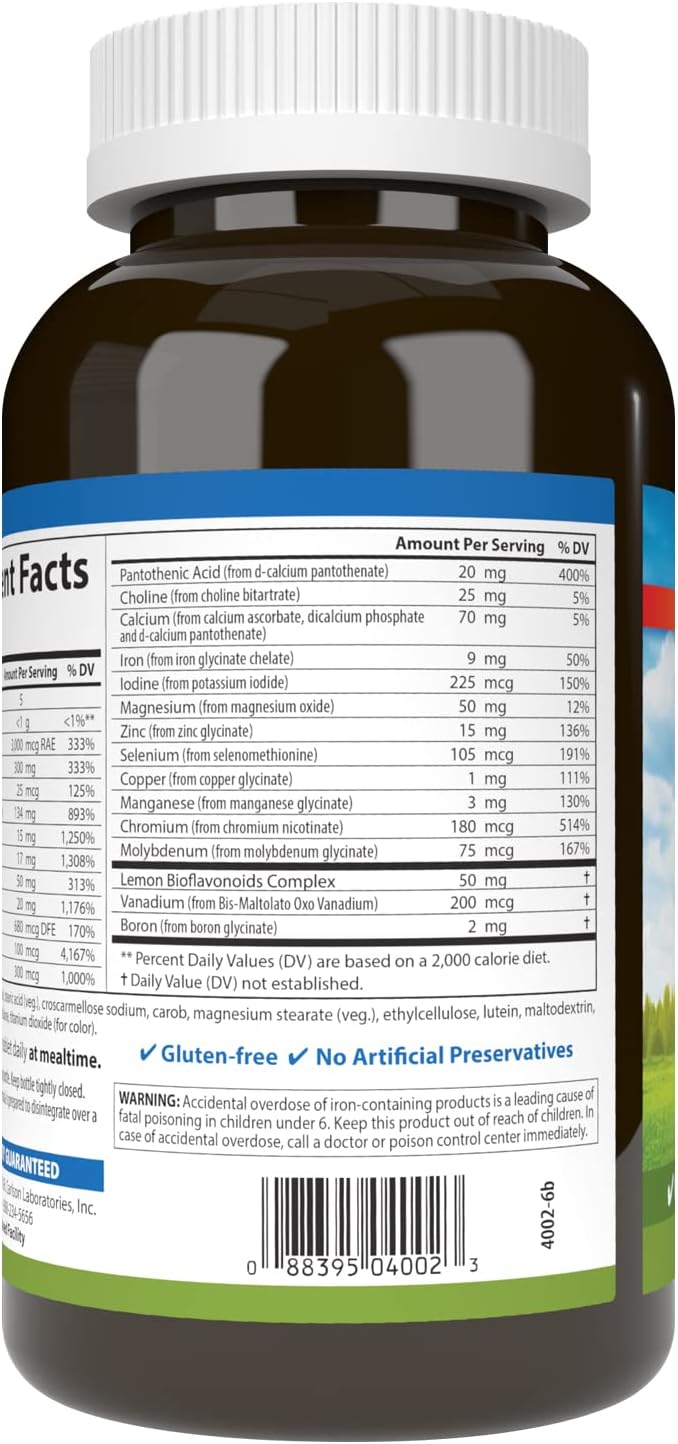 Carlson Super 1 Daily Vegetarian Multivitamin Tablets for Optimal Wellness - 180 Count
