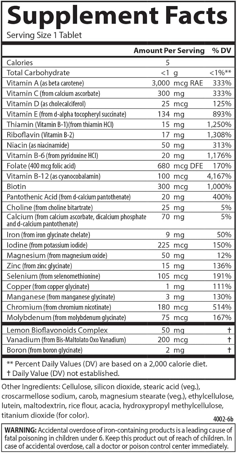Carlson Super 1 Daily Vegetarian Multivitamin Tablets for Optimal Wellness - 180 Count