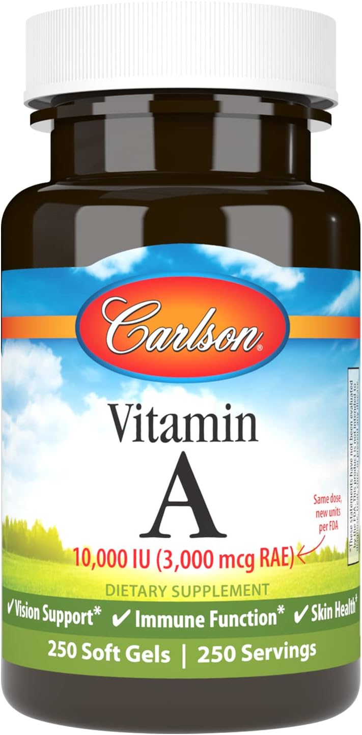 Carlson Vitamin A 10000 IU Softgels for Vision Health - 250 Count