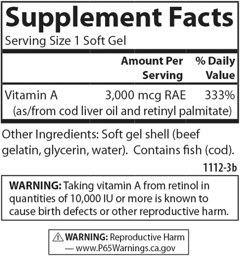 Carlson Vitamin A 10000 IU Softgels for Vision Health - 250 Count