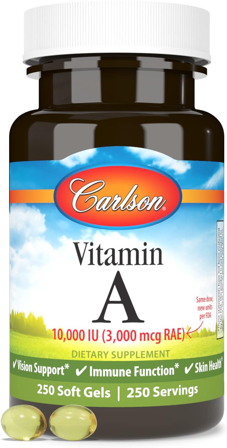 Carlson Vitamin A 10000 IU Softgels for Vision Health - 250 Count