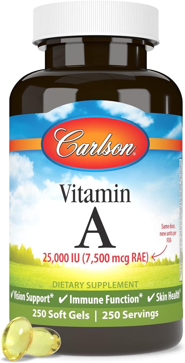 Carlson Vitamin A 25000 IU Softgels - Immune Support, Vision Health, Antioxidant Boost