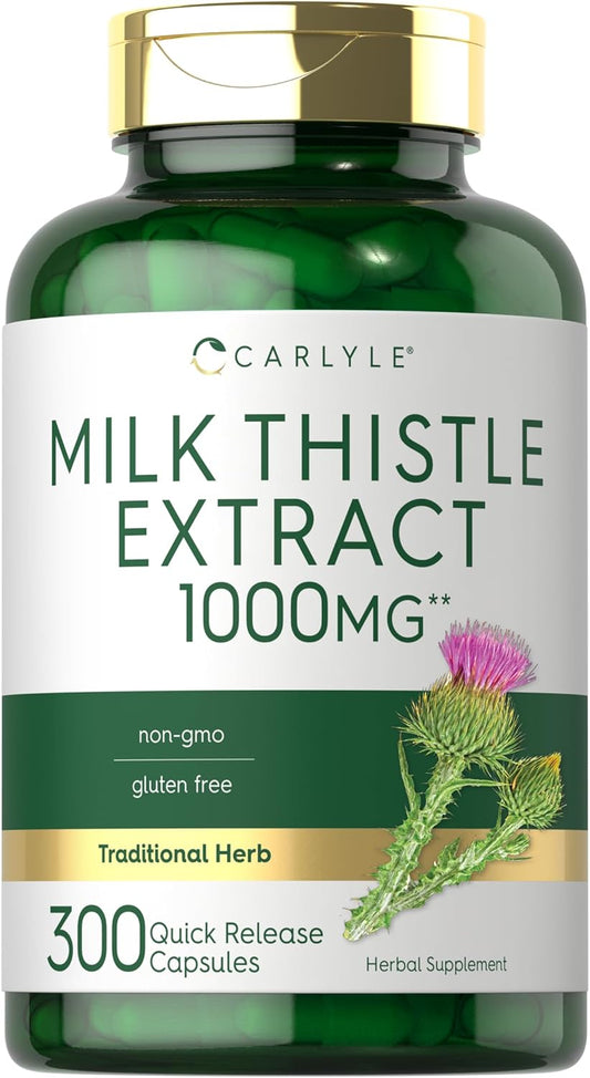 Carlyle 1000mg Milk Thistle Extract Capsules - 300 Count, Non-GMO & Gluten Free