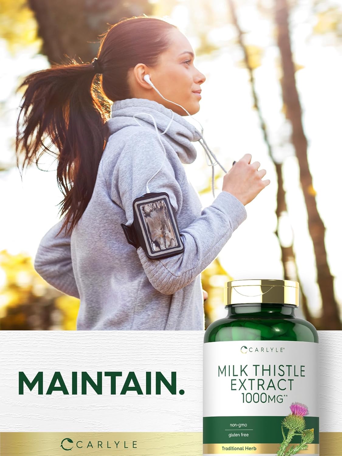 Carlyle 1000mg Milk Thistle Extract Capsules - 300 Count, Non-GMO & Gluten Free