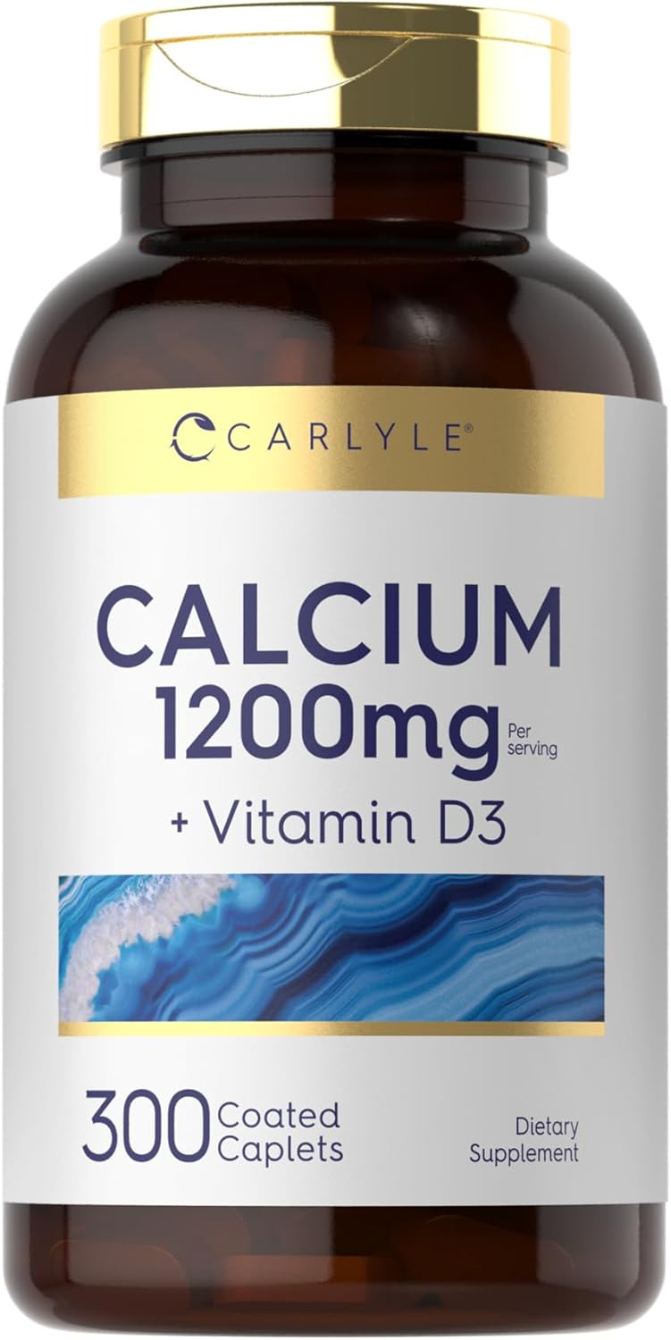 Carlyle Calcium 1200mg with Vitamin D3 Caplets - 300 Count | Non-GMO, Gluten Free, Vegetarian Formula