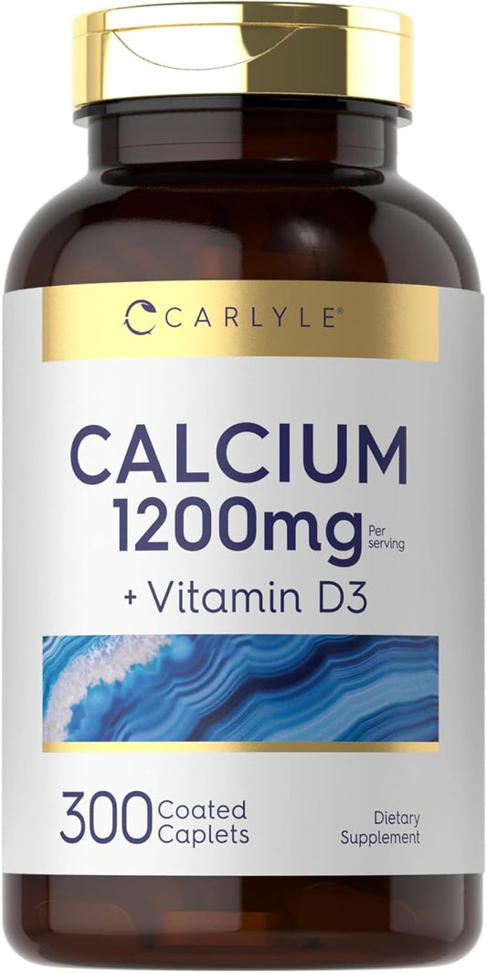 Carlyle Calcium 1200mg with Vitamin D3 Caplets - 300 Count | Non-GMO, Gluten Free, Vegetarian Formula