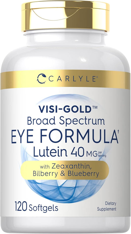 Carlyle Eye Health Supplement Softgels with Lutein, Zeaxanthin, Bilberry, and Blueberry - Non-GMO Gluten Free Eye Support Vitamins
