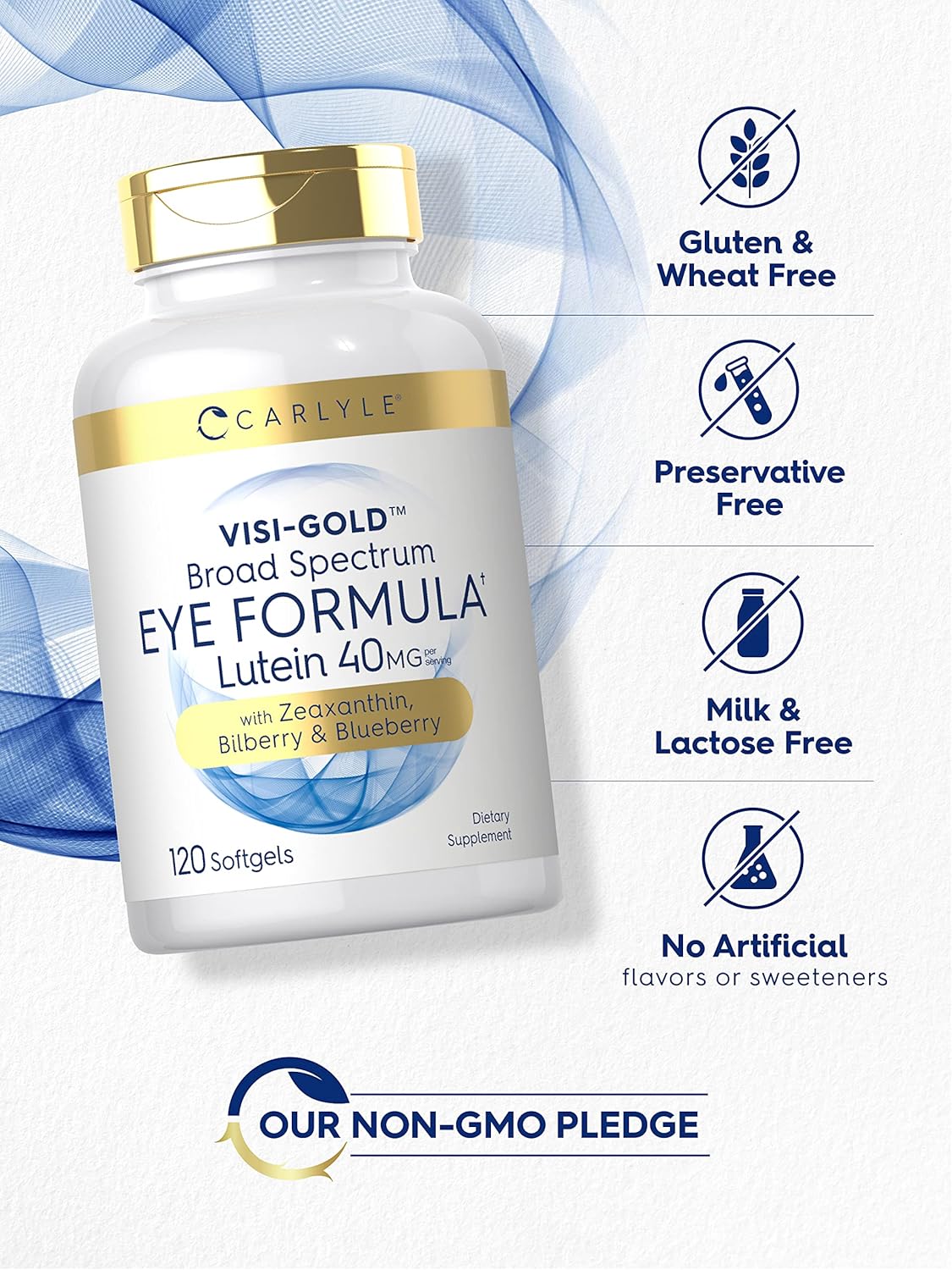 Carlyle Eye Health Supplement Softgels with Lutein, Zeaxanthin, Bilberry, and Blueberry - Non-GMO Gluten Free Eye Support Vitamins