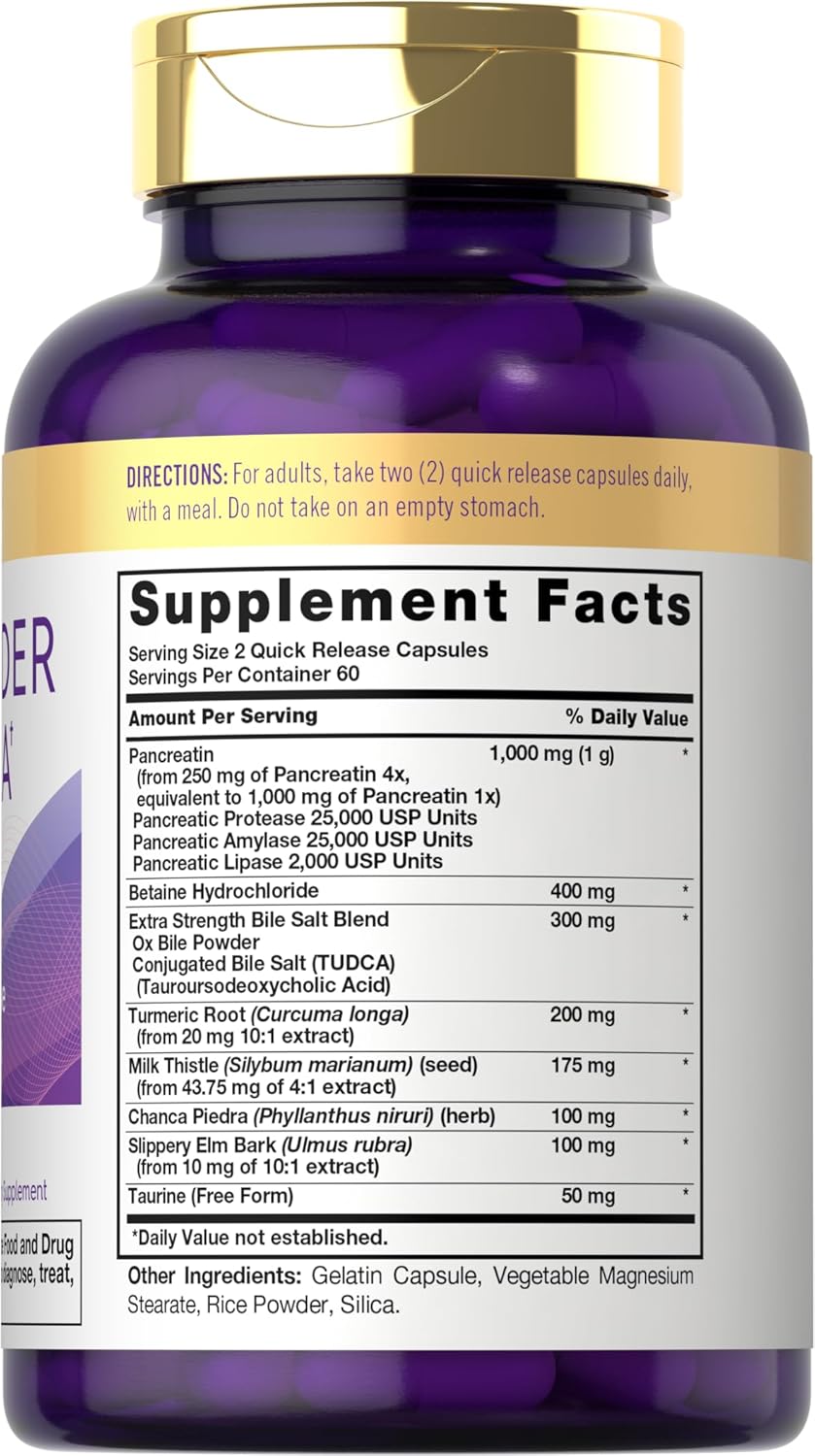Carlyle Gallbladder Supplement | 120 Quick Release Capsules | Digestive Enzyme Complex | Non-GMO & Gluten Free