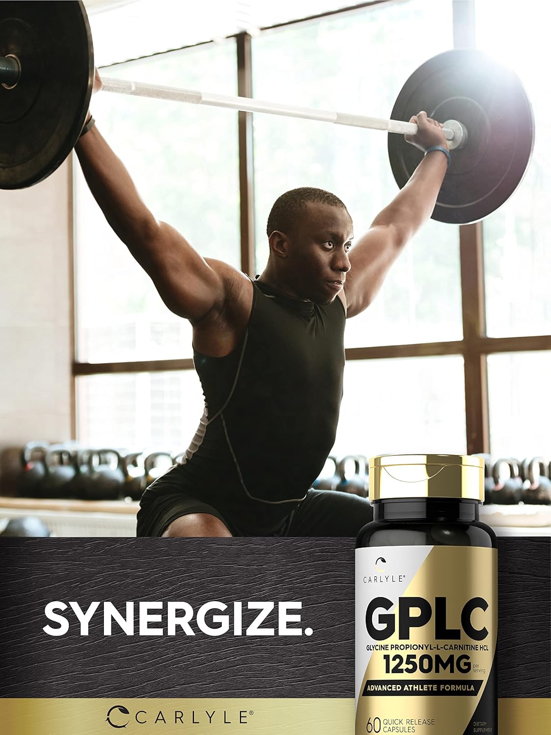 Carlyle GPLC Glycine Propionyl-L-Carnitine HCL Supplement 1250mg 60 Capsules Advanced Athlete Formula Non-GMO Gluten Free