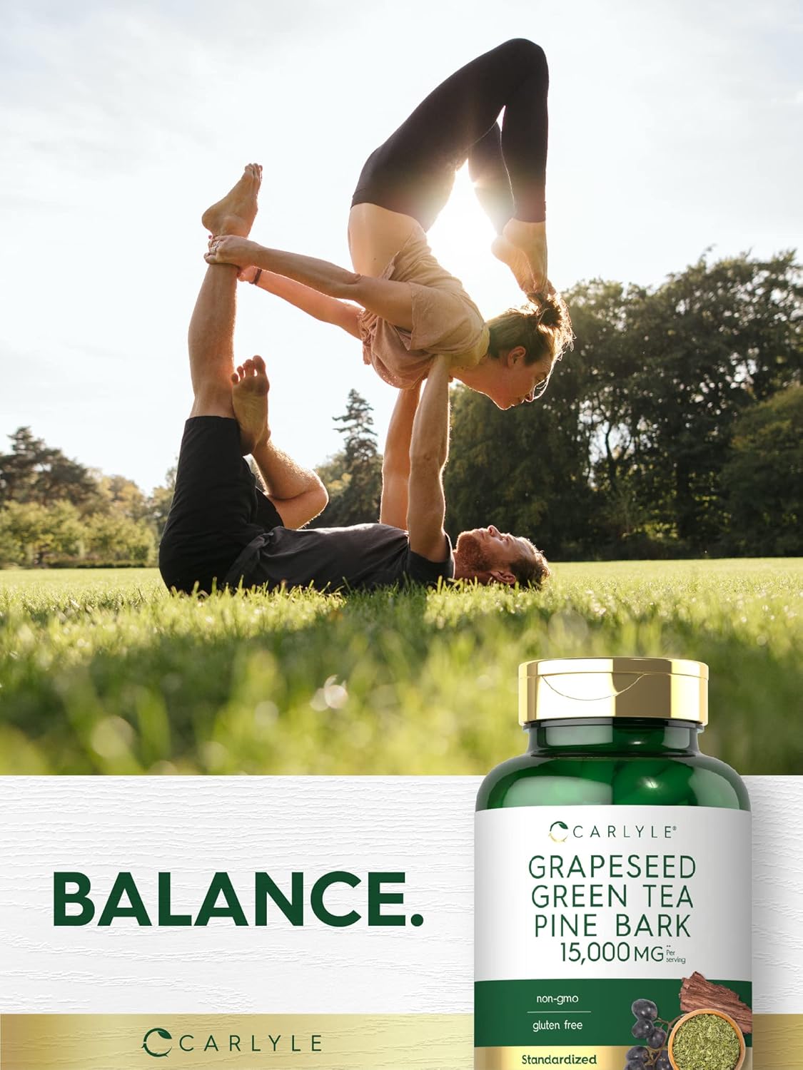 Carlyle Grapeseed, Green Tea, Pine Bark Supplement | 15,000mg | 150 Capsules | Non-GMO & Gluten-Free
