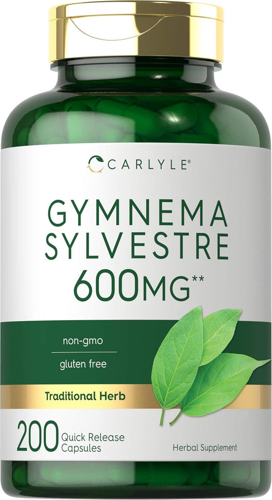 Carlyle Gymnema Sylvestre Capsules - 600mg - 200 Count - Non-GMO and Gluten Free Formula