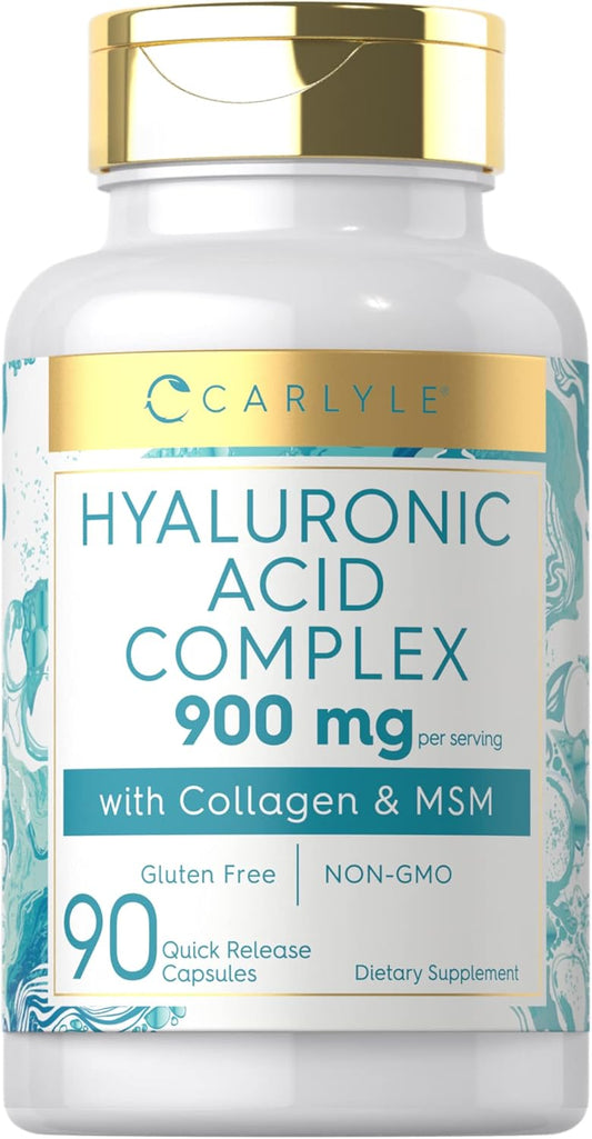 Carlyle Hyaluronic Acid Complex Capsules 900mg | Collagen, MSM | Non-GMO, Gluten Free - 90 Count