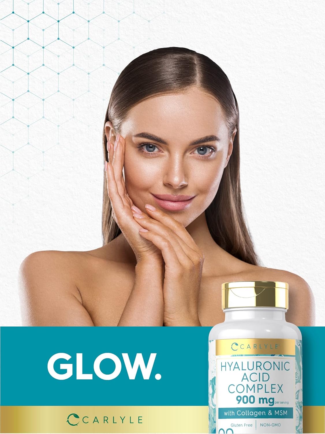 Carlyle Hyaluronic Acid Complex Capsules 900mg | Collagen, MSM | Non-GMO, Gluten Free - 90 Count