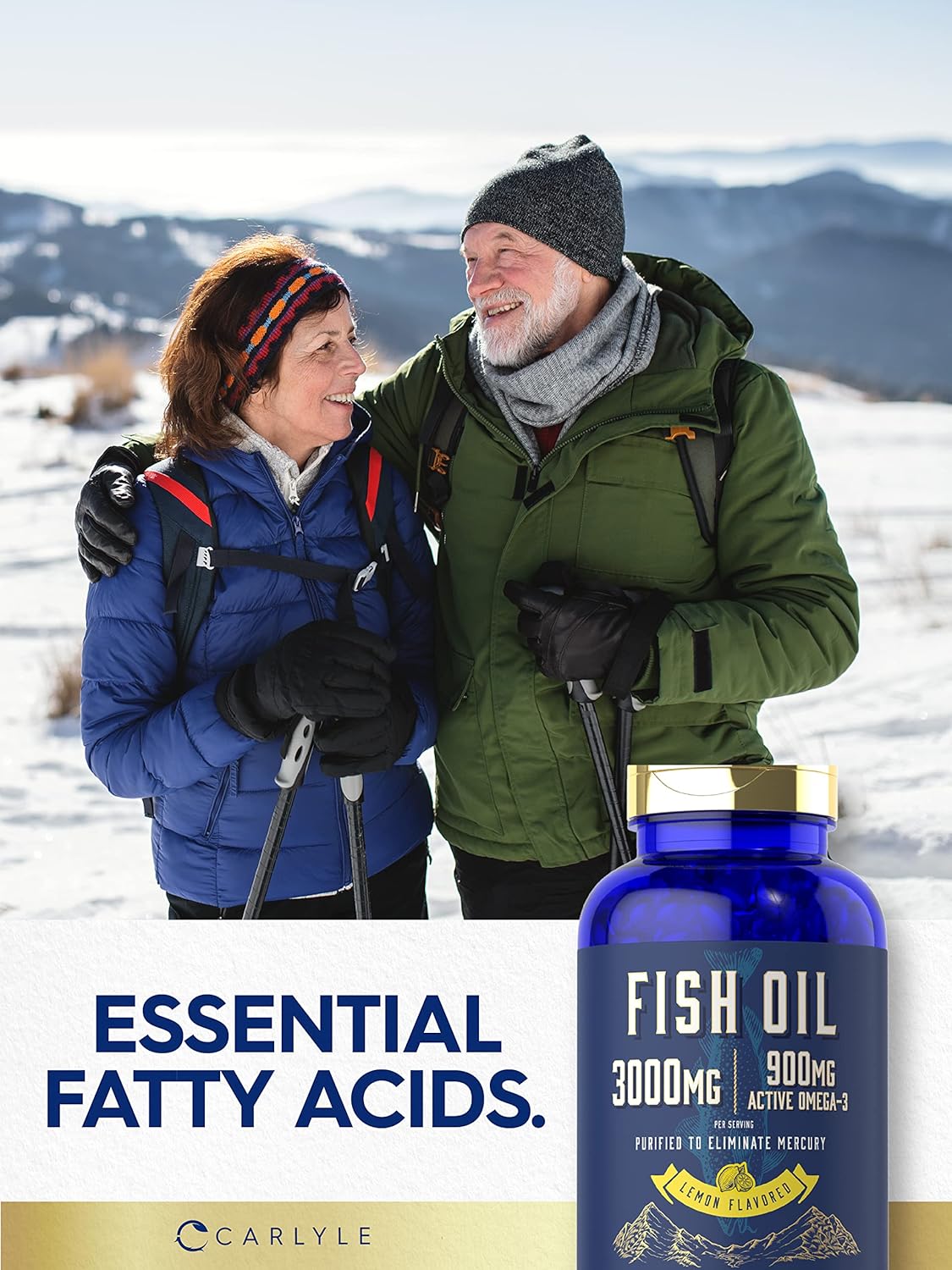 Carlyle Lemon Flavored Fish Oil Softgels - 200 Count, 3000mg, 900mg Omega-3 - Non-GMO & Gluten-Free