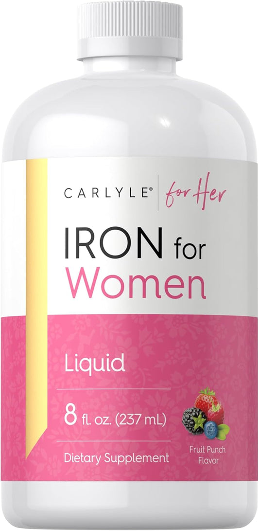 Carlyle Liquid Iron Drops for Women | 8 fl oz | Fruit Punch Flavor | Vegetarian, Non-GMO, Gluten Free Iron Supplement