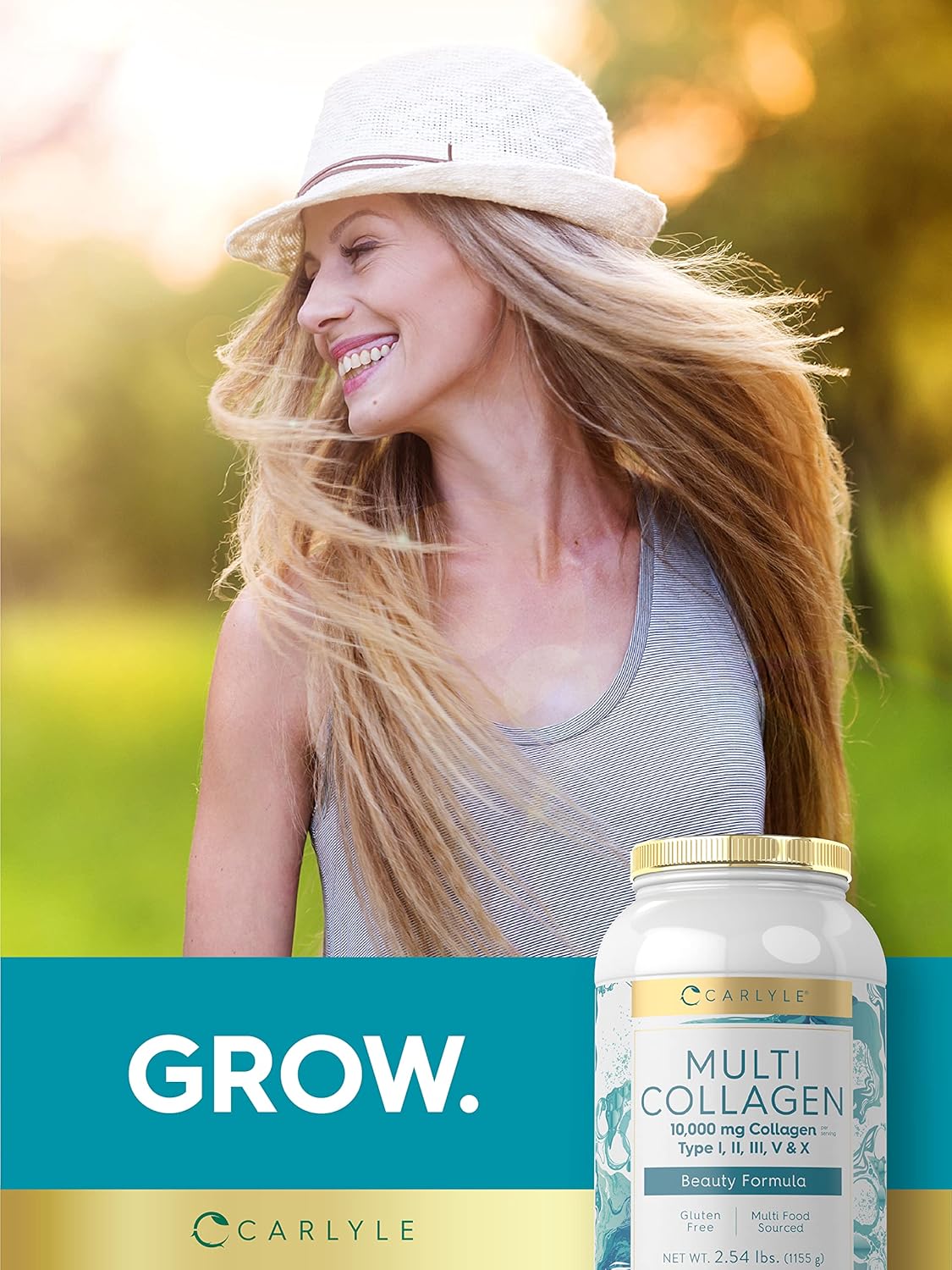 Carlyle Multi Collagen Peptides Powder 40 oz | 10000 mg | Types I, II, III, V & X | Protein Supplement | Multi Food Sourced & Gluten Free