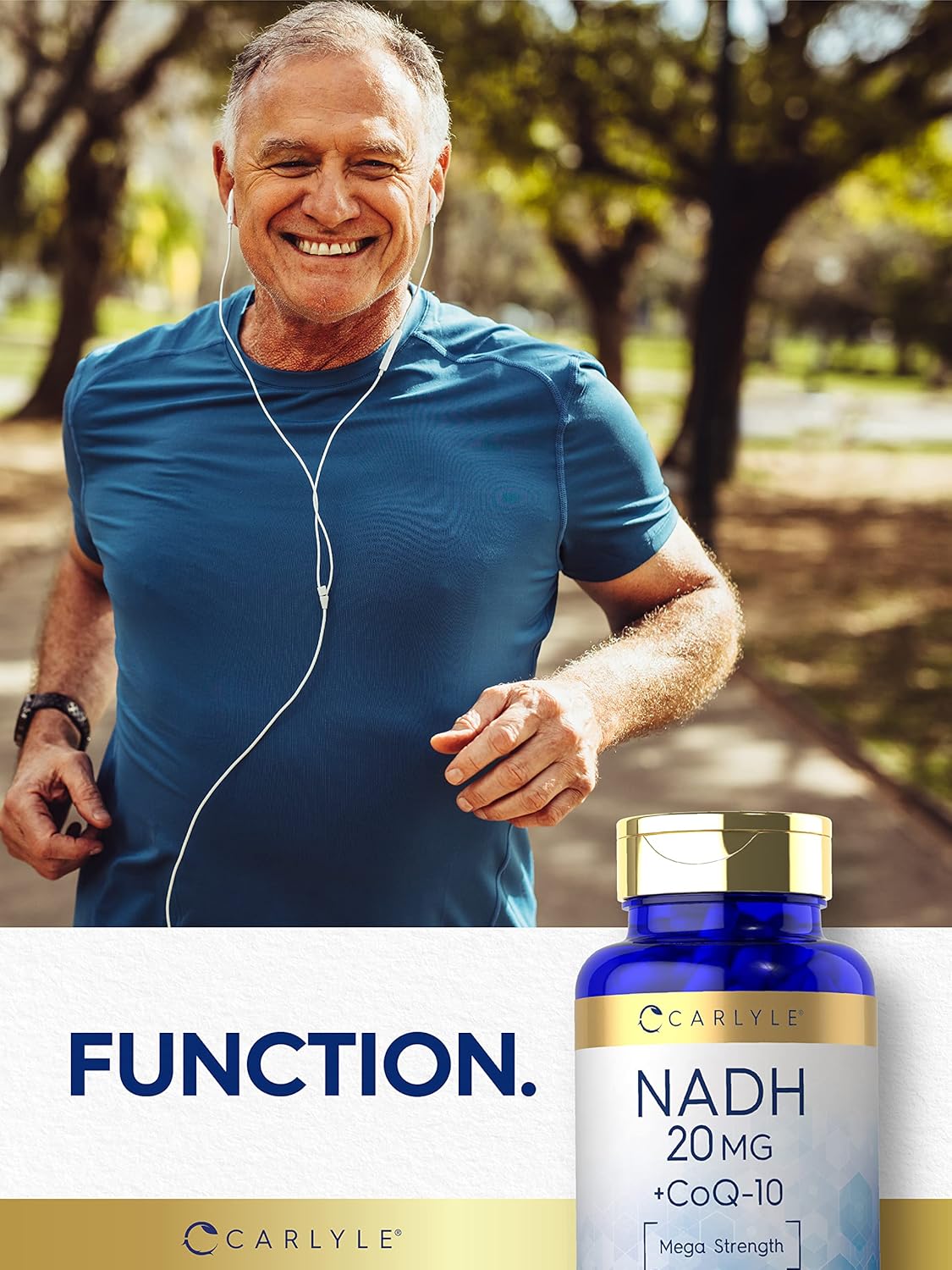 Carlyle NADH CoQ10 Supplement 20mg | Mega Strength | 60 Capsules | Non-GMO & Gluten Free