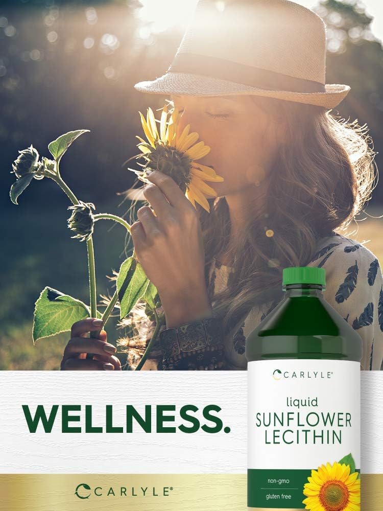 Carlyle Sunflower Lecithin Liquid 16 oz 2 Pack - Vegan Non-GMO Soy & Gluten Free