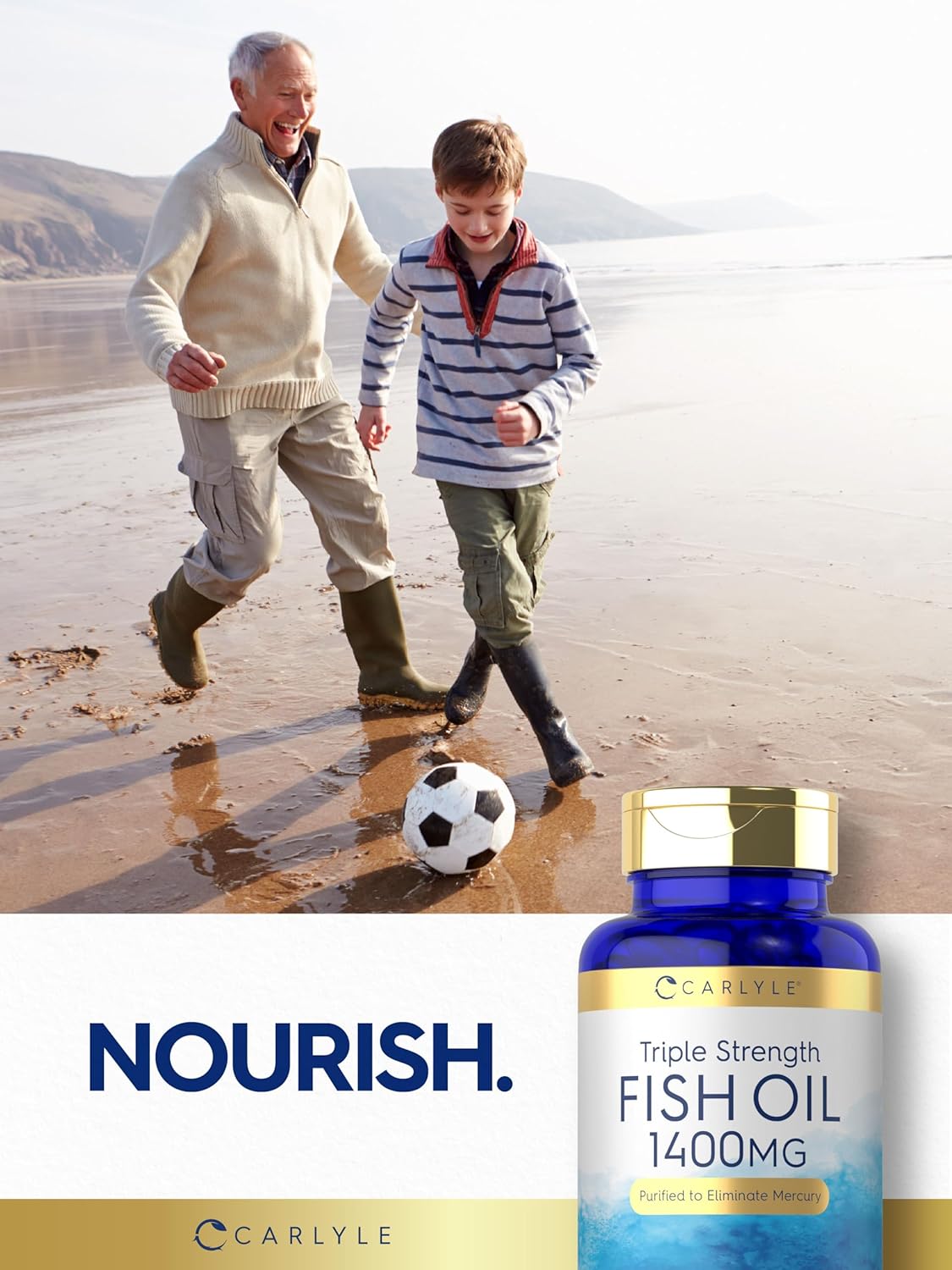 Carlyle Triple Strength Omega 3 Fish Oil Softgels - 1400mg, 60 Count - Non-GMO, Gluten Free Omega-3 Supplement