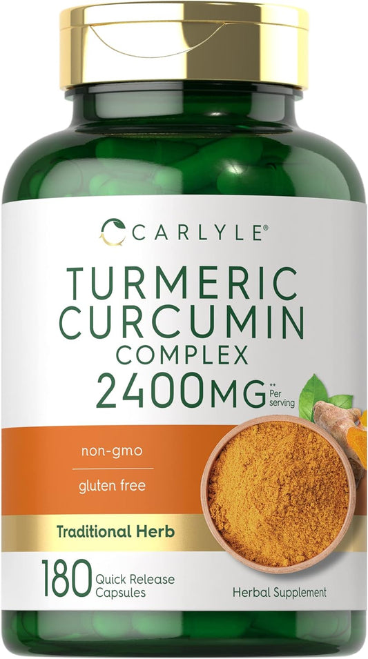 Carlyle Turmeric Curcumin Supplement 2400mg | 180 Capsules | Herbal Complex | Non-GMO, Gluten Free Formula
