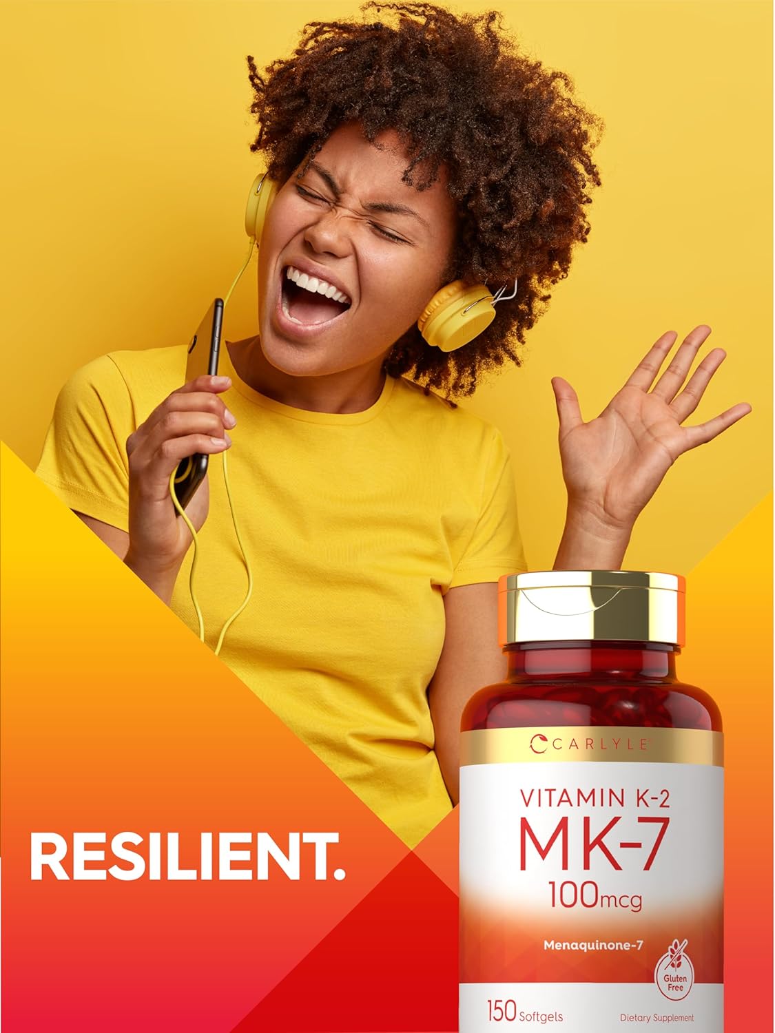 Carlyle Vitamin K2 MK7 100 mcg Softgels - 150 Count | Non-GMO & Gluten-Free Formula