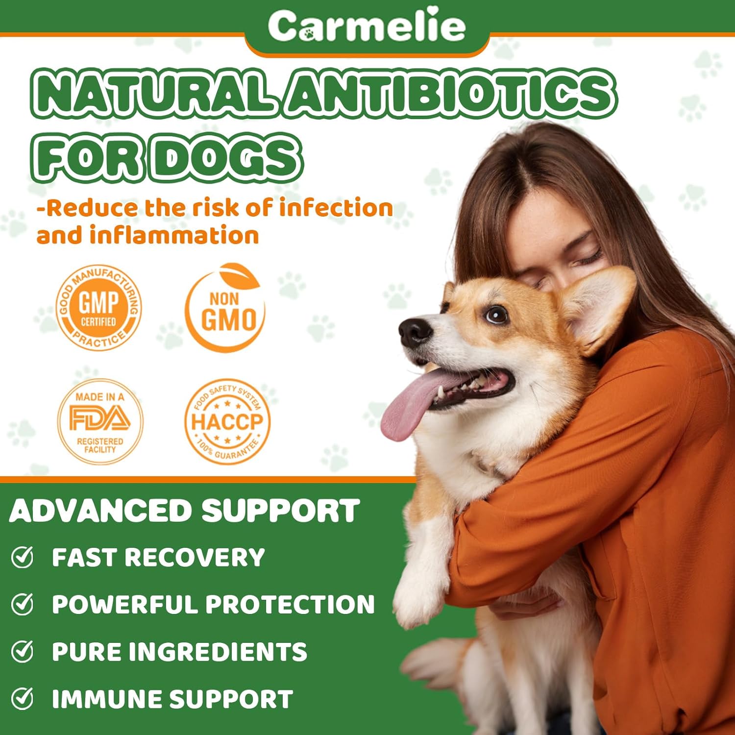 Carmelie Natural Antibiotics for Dogs - Infection, Allergy, Itch Relief - Dog and Cat Multivitamin - Supports Immune System - 60ml