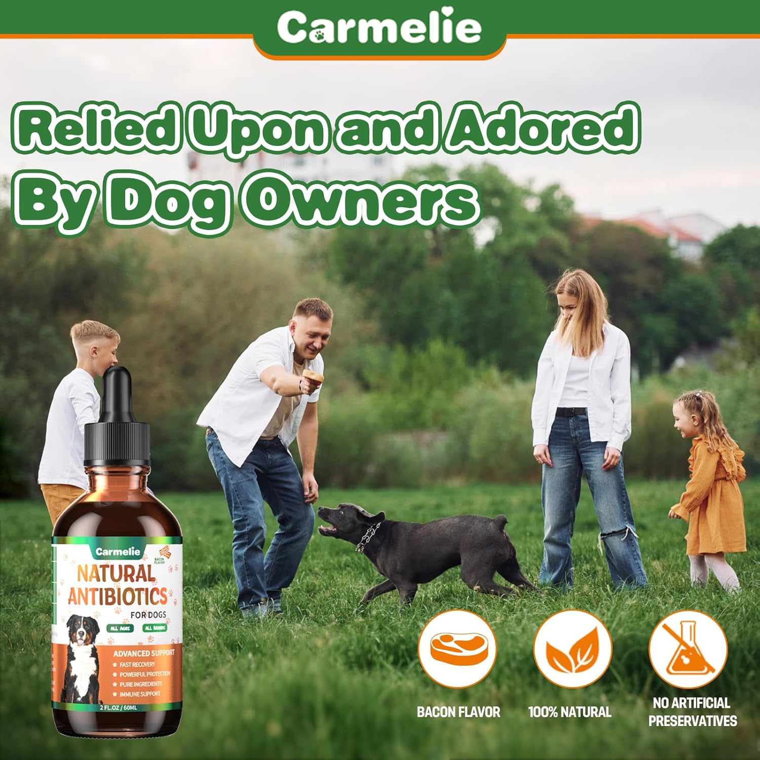 Carmelie Natural Antibiotics for Dogs - Infection, Allergy, Itch Relief - Dog and Cat Multivitamin - Supports Immune System - 60ml