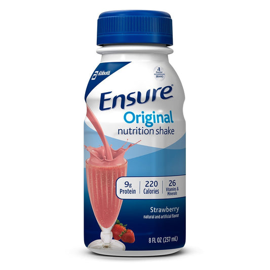 Case of 12 Ensure Original Nutrition Shake, Strawberry Flavor, 8 Ounces Each