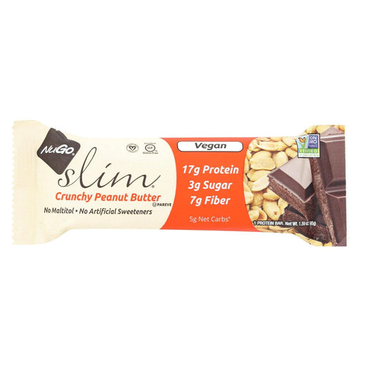 Case of 12 Nugo Slim Crunchy Peanut Butter Nutrition Bars, 1.59 oz Each