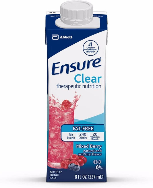 Case of 24 Ensure Clear Mixed Berry 8 Ounce Recloseable Cartons