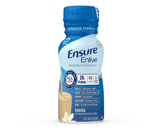 Case of 24 Ensure Enlive Vanilla Nutritional Drinks for Immune Support and Strength