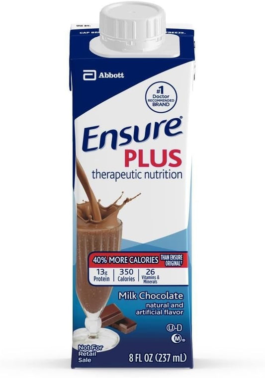 Case of 24 Ensure Plus Chocolate Nutritional Supplement 8oz Cartons for Health & Wellness