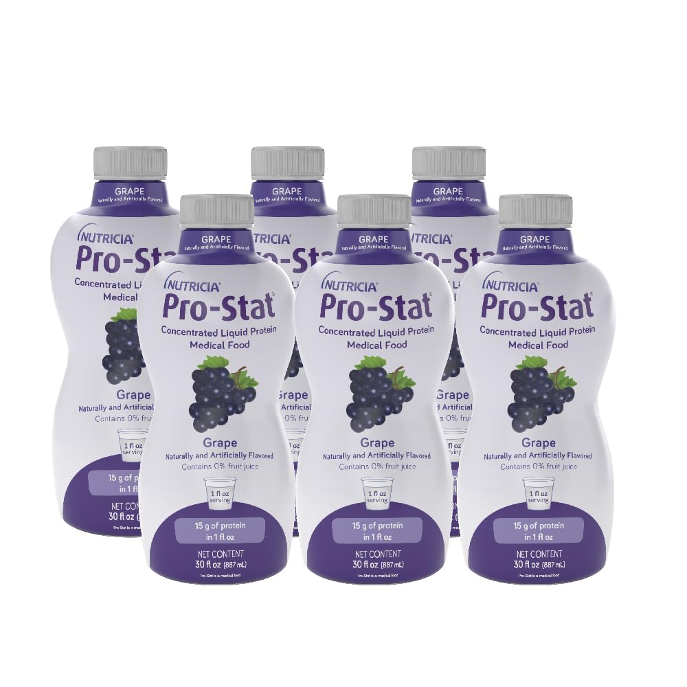 Case of 6 Pro-Stat Grape Liquid Protein Medical Food Bottles, 30 Fl Oz - Concentrated Formula for Nutritional Support