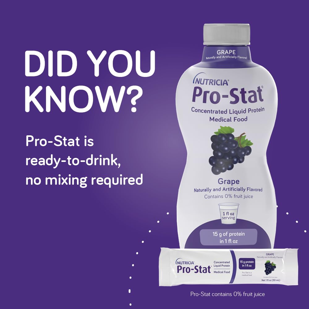 Case of 6 Pro-Stat Grape Liquid Protein Medical Food Bottles, 30 Fl Oz - Concentrated Formula for Nutritional Support